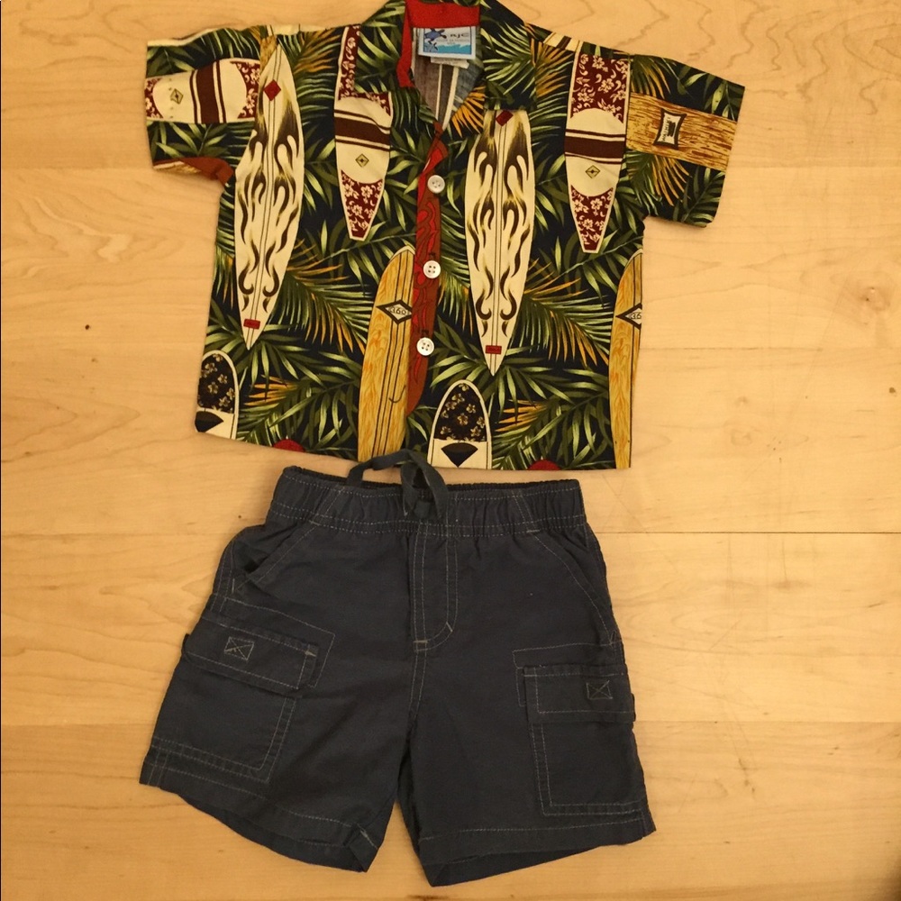 Hawaiian shirt 12M & Gymboree shorts 12-18M